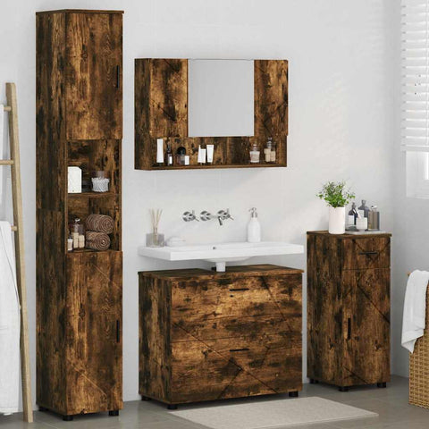 vidaXL Bathroom Furniture Set 4 pcs Smoked oak 30 x 35 x 192 cm