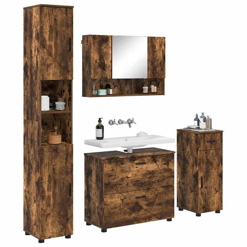 vidaXL Bathroom Furniture Set 4 pcs Smoked oak 30 x 35 x 192 cm