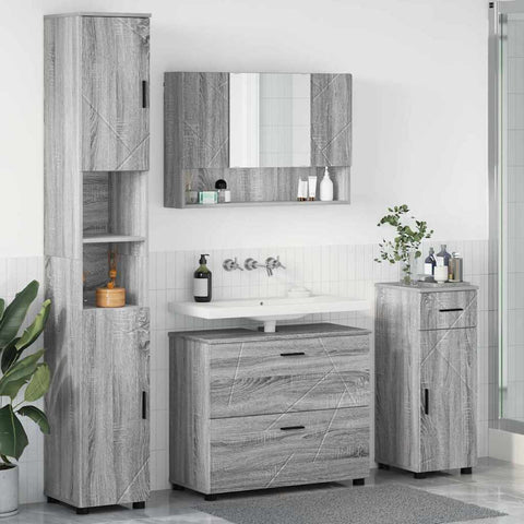 vidaXL Bathroom Furniture Set 4 pcs Grey sonoma 30 x 35 x 192 cm