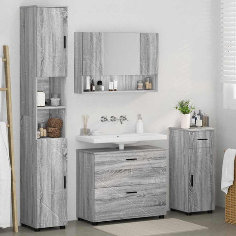 vidaXL Bathroom Furniture Set 4 pcs Grey sonoma 30 x 35 x 192 cm