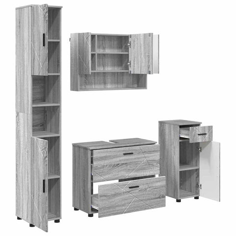 vidaXL Bathroom Furniture Set 4 pcs Grey sonoma 30 x 35 x 192 cm