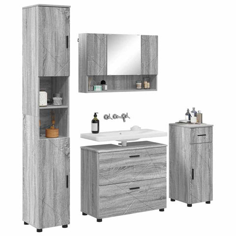vidaXL Bathroom Furniture Set 4 pcs Grey sonoma 30 x 35 x 192 cm