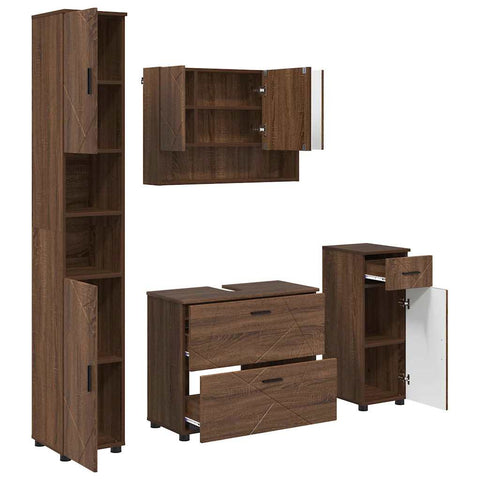 vidaXL Bathroom Furniture Set 4 pcs Brown oak 30 x 35 x 192 cm