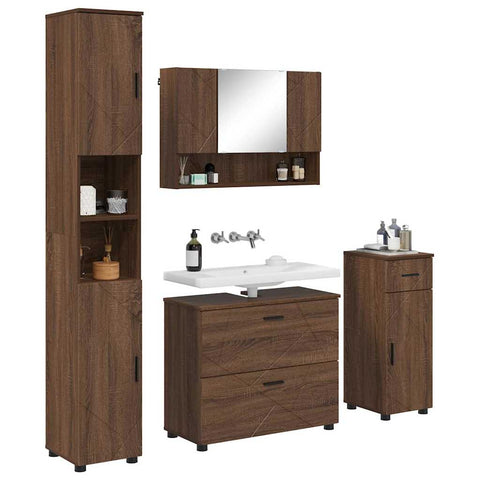 vidaXL Bathroom Furniture Set 4 pcs Brown oak 30 x 35 x 192 cm