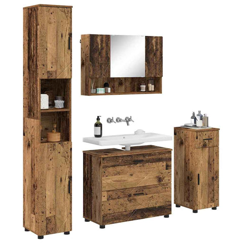 vidaXL Bathroom Furniture Set 4 pcs Old wood 30 x 35 x 192 cm