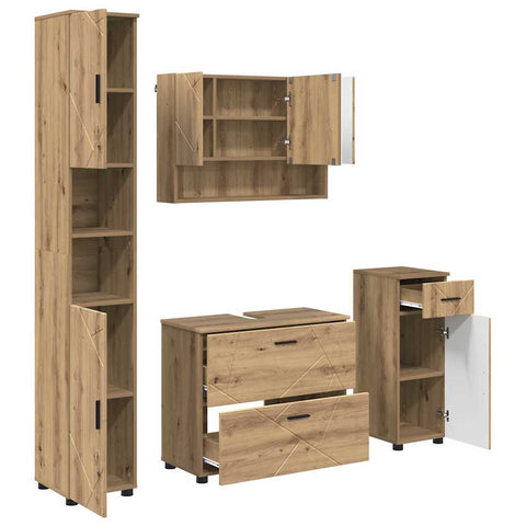 vidaXL Bathroom Furniture Set 4 pcs Artisan oak 30 x 35 x 192 cm