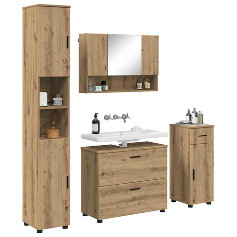 vidaXL Bathroom Furniture Set 4 pcs Artisan oak 30 x 35 x 192 cm