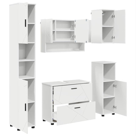 vidaXL Bathroom Furniture Set with Drawer 5 pcs White 30 x 35 x 192 cm