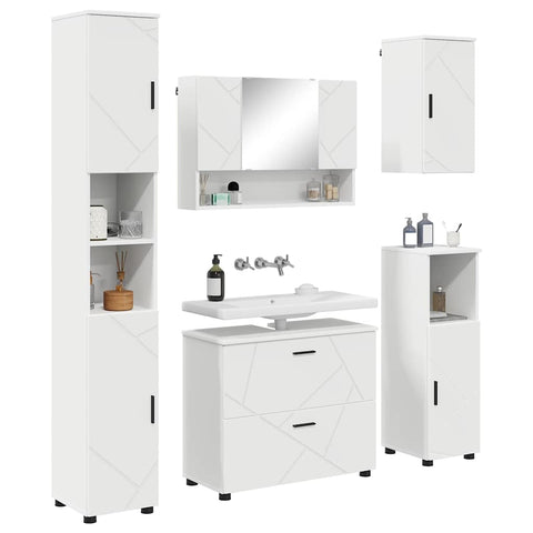 vidaXL Bathroom Furniture Set with Drawer 5 pcs White 30 x 35 x 192 cm