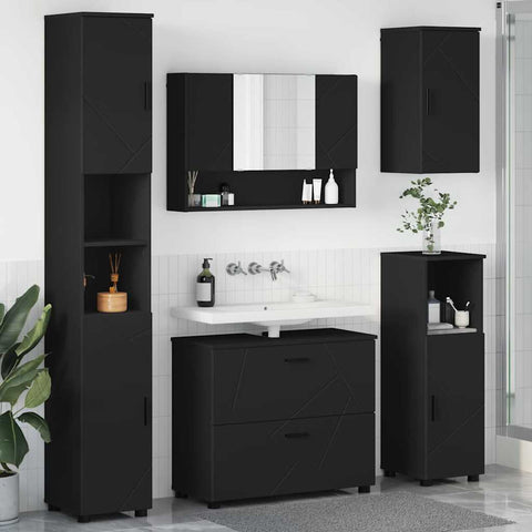 vidaXL Bathroom Furniture Set with Drawer 5 pcs Black 30 x 35 x 192 cm