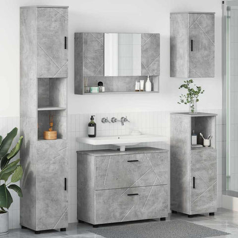 vidaXL Bathroom Furniture Set 5 pcs Concrete grey 30 x 35 x 192 cm