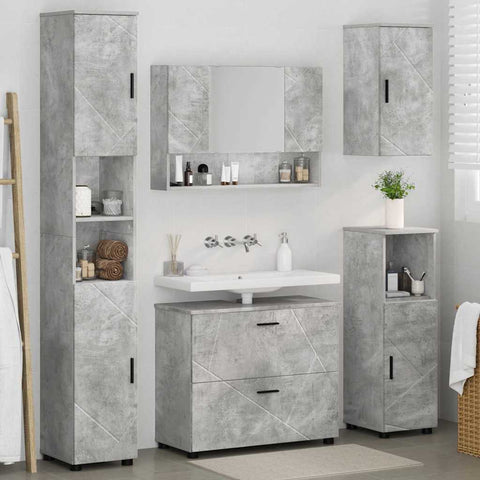 vidaXL Bathroom Furniture Set 5 pcs Concrete grey 30 x 35 x 192 cm