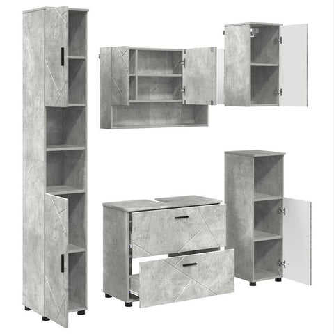 vidaXL Bathroom Furniture Set 5 pcs Concrete grey 30 x 35 x 192 cm