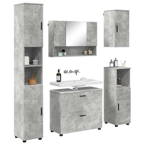 vidaXL Bathroom Furniture Set 5 pcs Concrete grey 30 x 35 x 192 cm