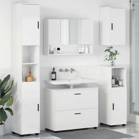 vidaXL Bathroom Furniture Set 5 pcs High gloss white 30 x 35 x 192 cm