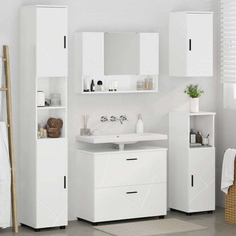 vidaXL Bathroom Furniture Set 5 pcs High gloss white 30 x 35 x 192 cm