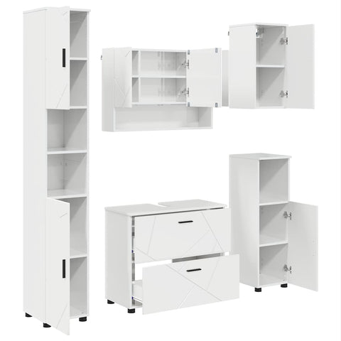 vidaXL Bathroom Furniture Set 5 pcs High gloss white 30 x 35 x 192 cm