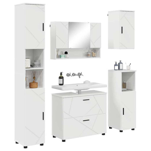 vidaXL Bathroom Furniture Set 5 pcs High gloss white 30 x 35 x 192 cm