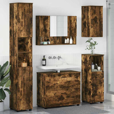 vidaXL Bathroom Furniture Set 5 pcs Smoked oak 30 x 35 x 192 cm