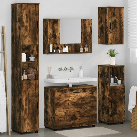 vidaXL Bathroom Furniture Set 5 pcs Smoked oak 30 x 35 x 192 cm