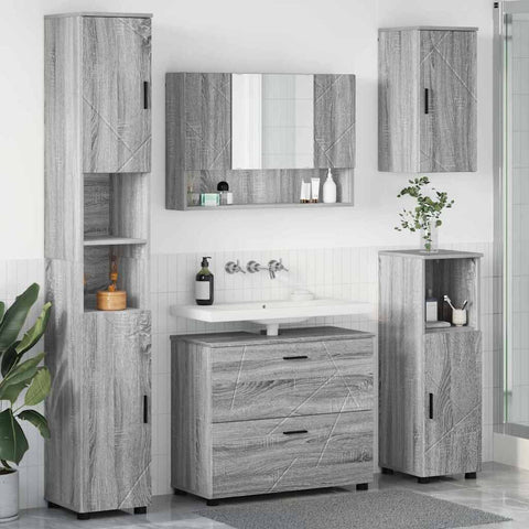 vidaXL Bathroom Furniture Set 5 pcs Grey sonoma 30 x 35 x 192 cm