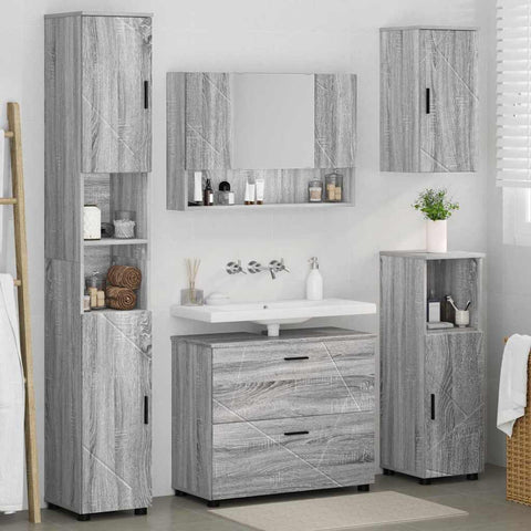 vidaXL Bathroom Furniture Set 5 pcs Grey sonoma 30 x 35 x 192 cm