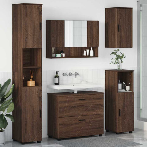 vidaXL Bathroom Furniture Set 5 pcs Brown oak 30 x 35 x 192 cm