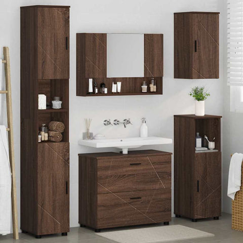 vidaXL Bathroom Furniture Set 5 pcs Brown oak 30 x 35 x 192 cm