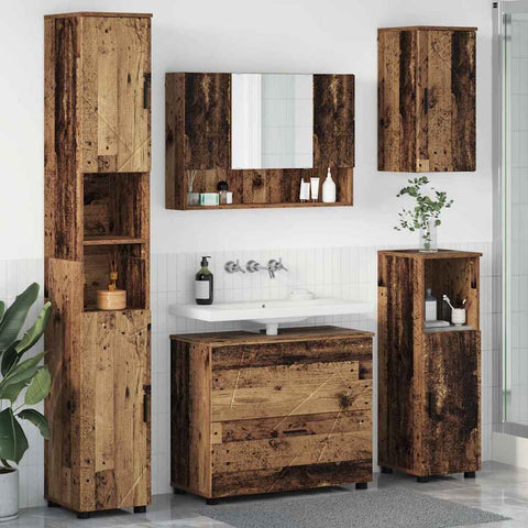 vidaXL Bathroom Furniture Set 5 pcs Old wood 30 x 35 x 192 cm