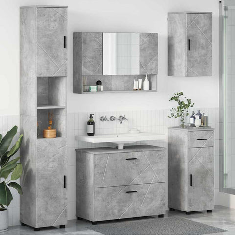 vidaXL Bathroom Furniture Set 5 pcs Concrete grey 30 x 35 x 192 cm