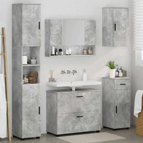 vidaXL Bathroom Furniture Set 5 pcs Concrete grey 30 x 35 x 192 cm