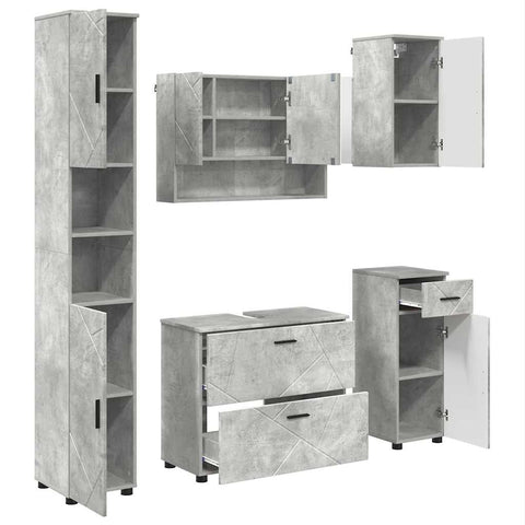 vidaXL Bathroom Furniture Set 5 pcs Concrete grey 30 x 35 x 192 cm