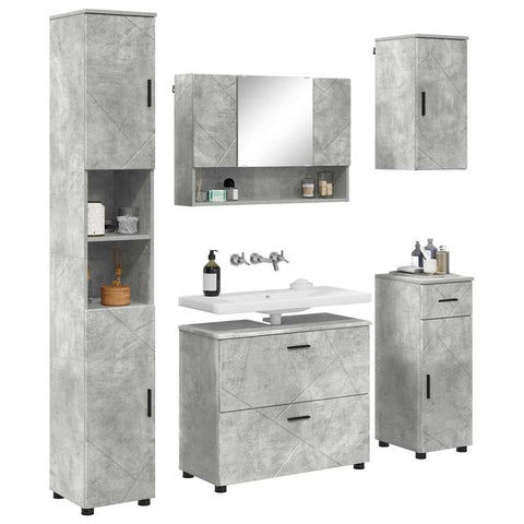 vidaXL Bathroom Furniture Set 5 pcs Concrete grey 30 x 35 x 192 cm