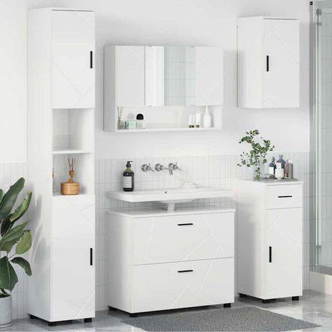 vidaXL Bathroom Furniture Set 5 pcs High gloss white 30 x 35 x 192 cm