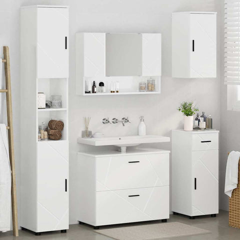 vidaXL Bathroom Furniture Set 5 pcs High gloss white 30 x 35 x 192 cm