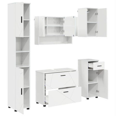 vidaXL Bathroom Furniture Set 5 pcs High gloss white 30 x 35 x 192 cm