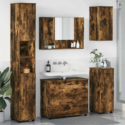 vidaXL Bathroom Furniture Set 5 pcs Smoked oak 30 x 35 x 192 cm