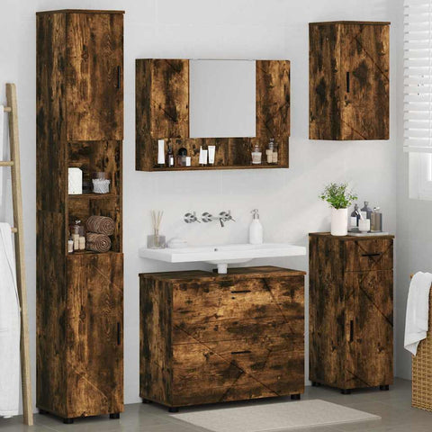 vidaXL Bathroom Furniture Set 5 pcs Smoked oak 30 x 35 x 192 cm
