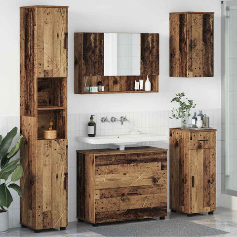 vidaXL Bathroom Furniture Set 5 pcs Old wood 30 x 35 x 192 cm