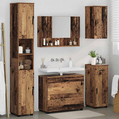 vidaXL Bathroom Furniture Set 5 pcs Old wood 30 x 35 x 192 cm