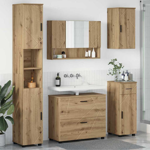vidaXL Bathroom Furniture Set with Drawer with Shelf 5 pcs Artisan Oak