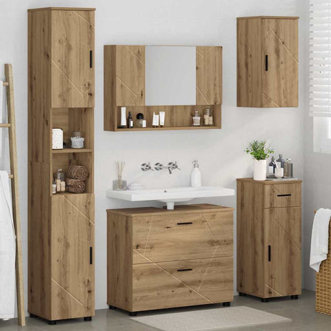 vidaXL Bathroom Furniture Set with Drawer with Shelf 5 pcs Artisan Oak