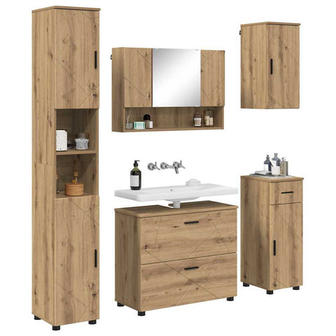 vidaXL Bathroom Furniture Set with Drawer with Shelf 5 pcs Artisan Oak