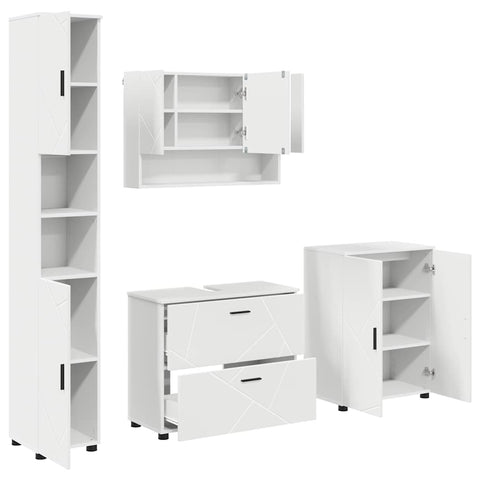 vidaXL Bathroom Furniture Set with Drawer 4 pcs White 30 x 35 x 192 cm