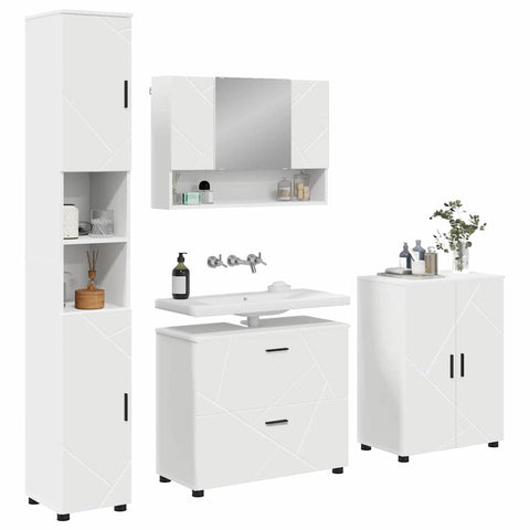 vidaXL Bathroom Furniture Set with Drawer 4 pcs White 30 x 35 x 192 cm