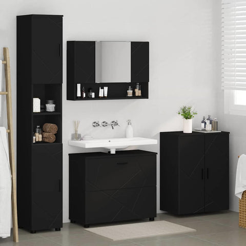 vidaXL Bathroom Furniture Set with Drawer 4 pcs Black 30 x 35 x 192 cm