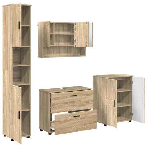 vidaXL Bathroom Furniture Set 4 pcs Sonoma oak 30 x 35 x 192 cm