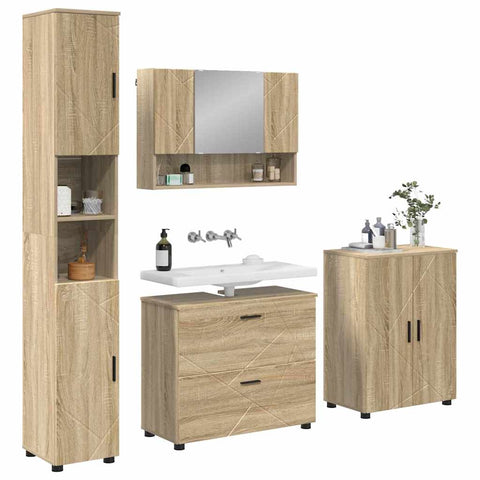 vidaXL Bathroom Furniture Set 4 pcs Sonoma oak 30 x 35 x 192 cm