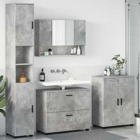 vidaXL Bathroom Furniture Set 4 pcs Concrete grey 30 x 35 x 192 cm