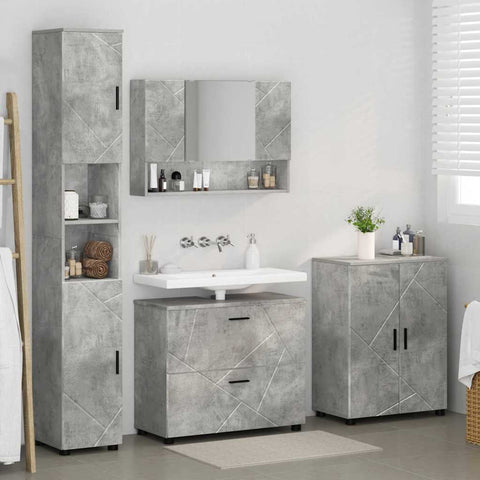 vidaXL Bathroom Furniture Set 4 pcs Concrete grey 30 x 35 x 192 cm